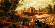 Peter Paul Rubens park utanfor ett slott oil painting